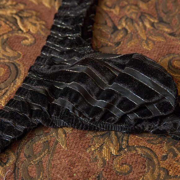 Mens Velvet Stripes with Gold Mesh Thong Handmade - Picture 4 of 5